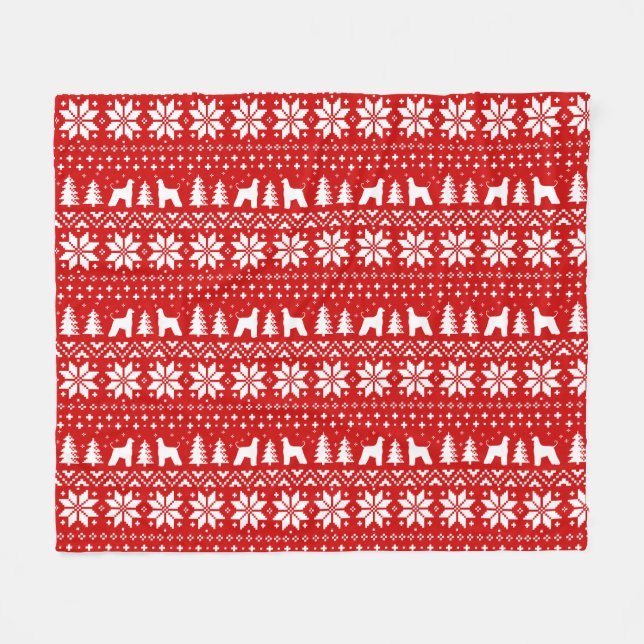 Afghan Hound Silhouettes Dogs Christmas Pattern Fleece Blanket (Front (Horizontal))