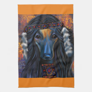 Afghan Hound Southwestern Art Kitchen Towel