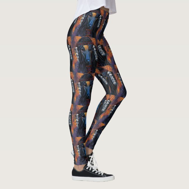 Afghan Hound  Southwestern  Art Leggings (Right)