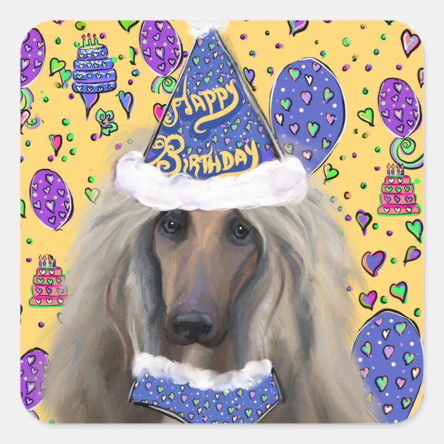 AFGHAN HOUND SQUARE STICKER (Front)