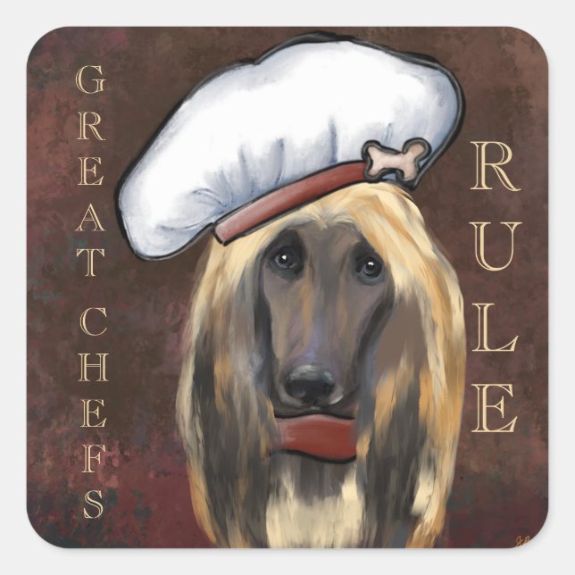 AFGHAN HOUND SQUARE STICKER (Front)