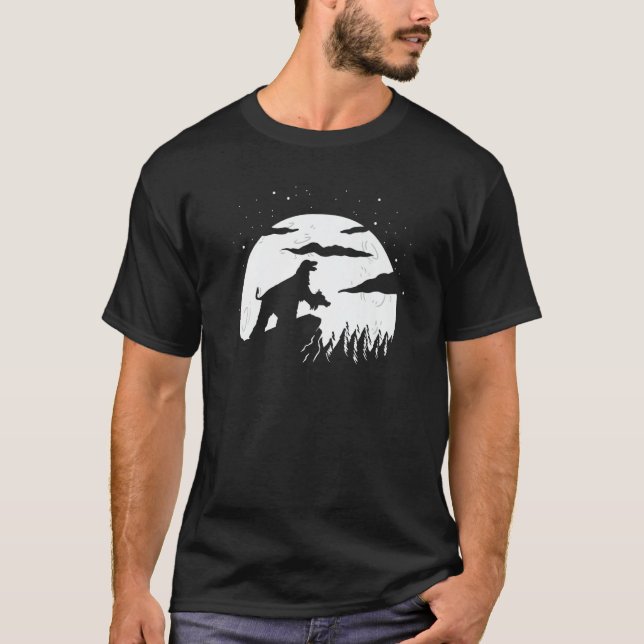 Afghan Hound under Moon for Halloween Costume   T-Shirt (Front)