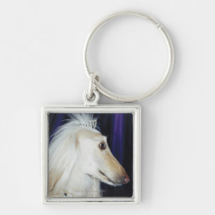 Afghan Hound wearing Tiara Keychain