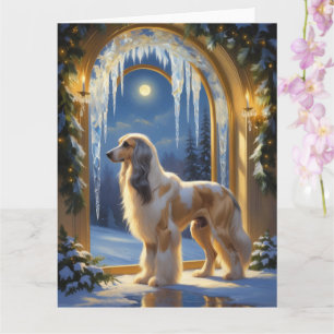 Afghan Hound With Christmas Lights Holiday Card