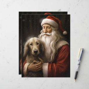 Afghan Hound with Santa Claus Festive Christmas