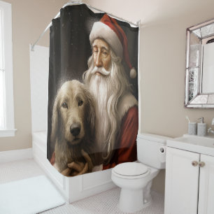 Afghan Hound with Santa Claus Festive Christmas