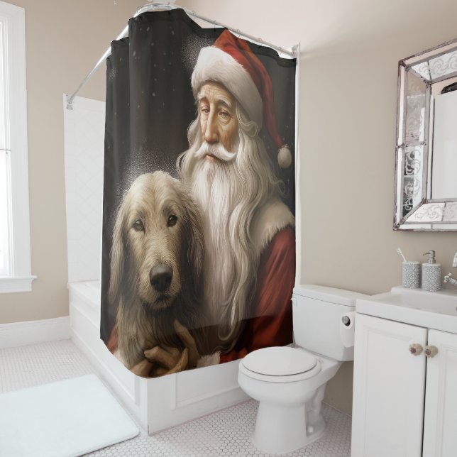 Afghan Hound with Santa Claus Festive Christmas (In Situ)