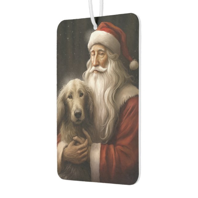 Afghan Hound with Santa Claus Festive Christmas Air Freshener (Left)