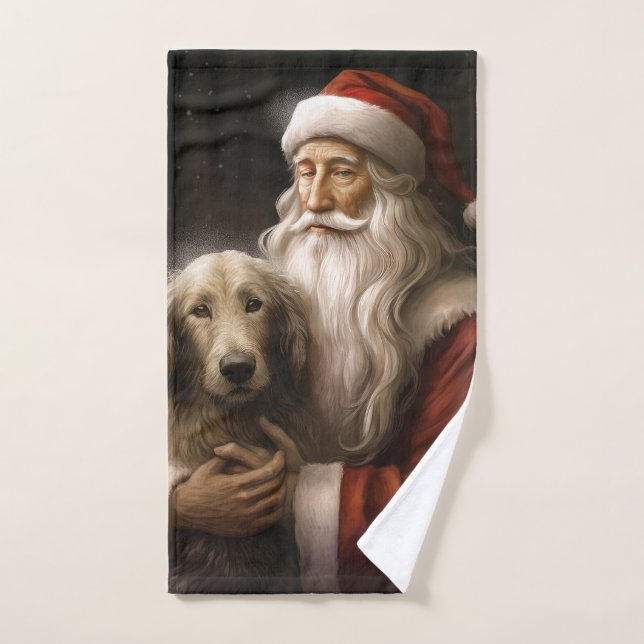 Afghan Hound with Santa Claus Festive Christmas Bath Towel Set (Hand Towel)