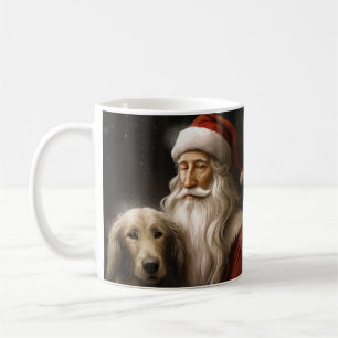 Afghan Hound with Santa Claus Festive Christmas Coffee Mug