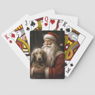 Afghan Hound with Santa Claus Festive Christmas Playing Cards