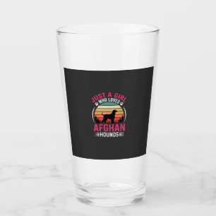 Afghan Hounds Retro Sunset Dog Lover Glass