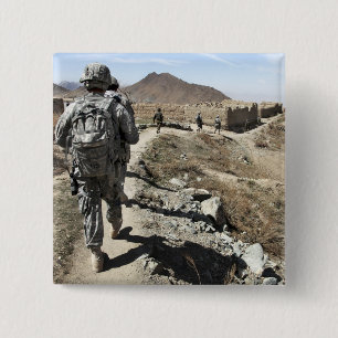 Afghan National Army and US soldiers 2 Inch Square Button
