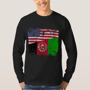 AFGHAN ROOTS Half American Flag USA AFGHANISTAN FL T-Shirt