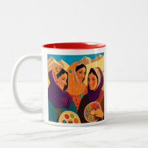 Afghan Women Coffee Mug, Darya, Colorful, Tumbler