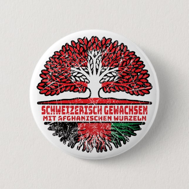 Afghanistan Afghanisch Schweizer Schweiz Baum 2 Inch Round Button (Front)