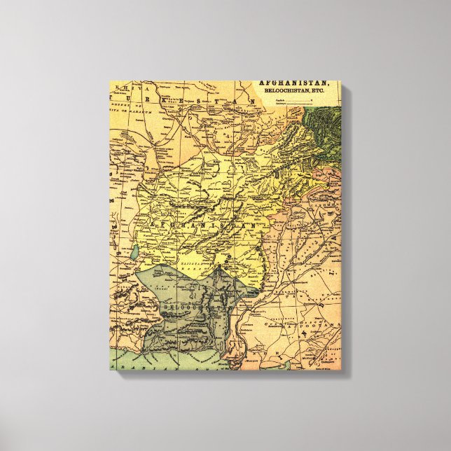 Afghanistan and Surrounding Countries Map Canvas Print (Front)