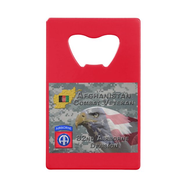 “Afghanistan Combat Veteran” - 82nd Airborne Divis Credit Card Bottle Opener (Front)