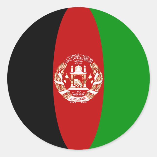 Afghanistan Fisheye Flag Sticker (Front)