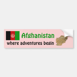 Afghanistan Flag + Map Bumper Sticker