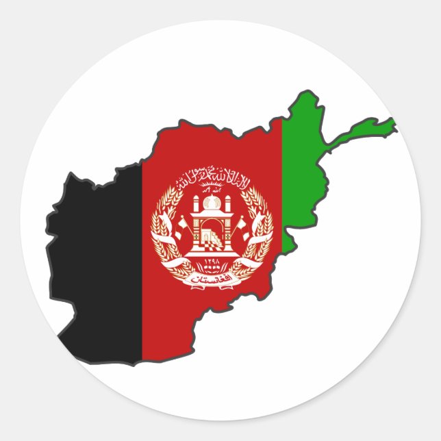 Afghanistan Flag Map Classic Round Sticker (Front)