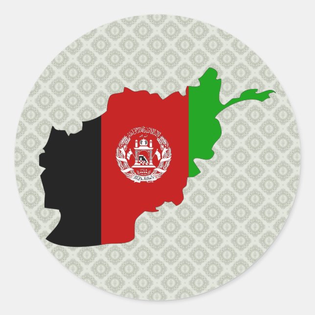 Afghanistan Flag Map full size Classic Round Sticker (Front)