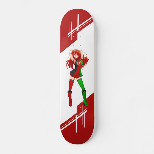 Afghanistan Manga Anime girl dressed in Flag Skateboard (Front)