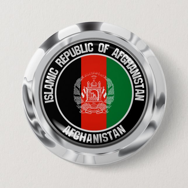 Afghanistan Round Emblem 3 Inch Round Button (Front)