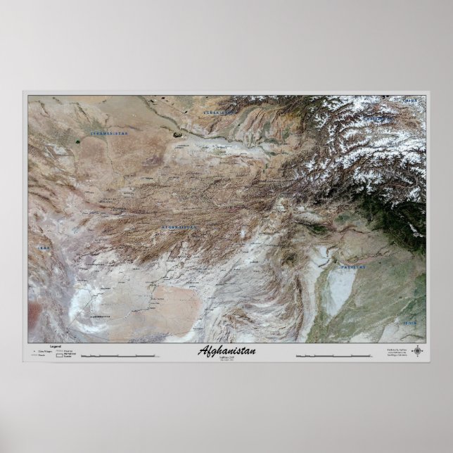 Afghanistan Satellite Poster Map Print Photo (Front)