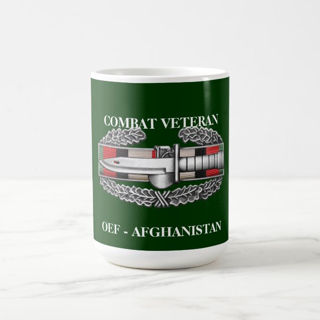 Afghanistan Service Ribbon CAB Combat Veteran Mug (Center)