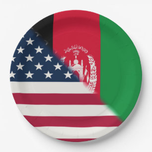 Afghanistan USA Flag   Half Afghan American Paper Plate