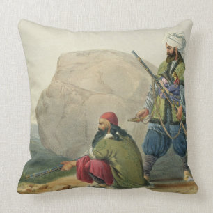 Afghaun Foot Soldiers in their Winter Dress, with Throw Pillow
