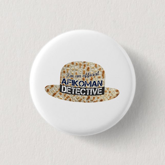 Afikoman Afikomen Detective. Matzah Passover Gift  1 Inch Round Button (Front)