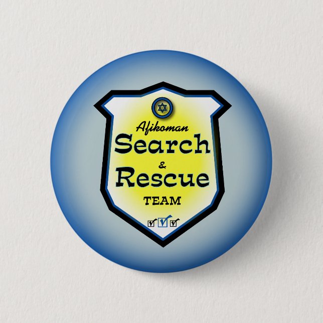 Afikoman Search & Rescue Team 2 Inch Round Button (Front)