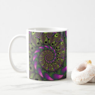 Afraid Green and Purple Fractal Art Coffee Mug