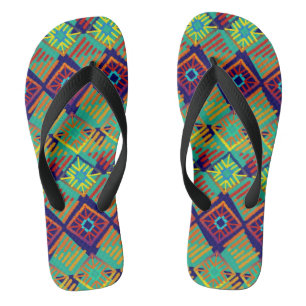 Afrcian Mud Cloth Inspired Bright Flip Flops