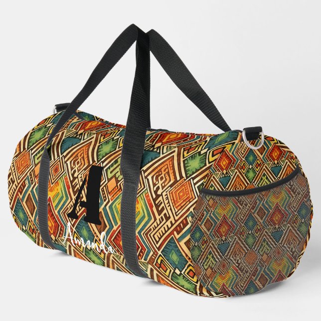 Africa Amhara Ethiopia Geometric Ethnic Pattern 16 Duffle Bag (Right Corner)
