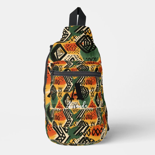 Africa Amhara Ethiopia Geometric Ethnic Pattern 2 Sling Bag (Front)