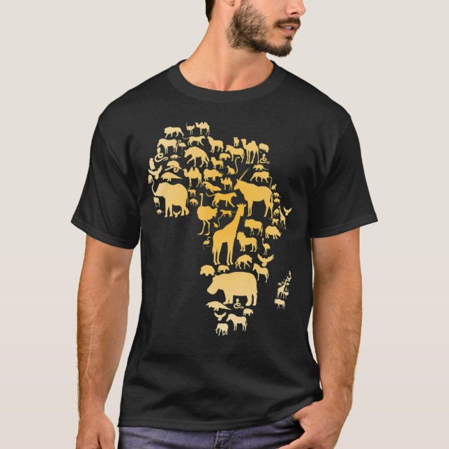 Africa Animal Map Silhouette African T-Shirt (Front)