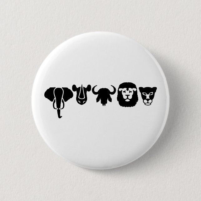 Africa animals big five 2 inch round button (Front)
