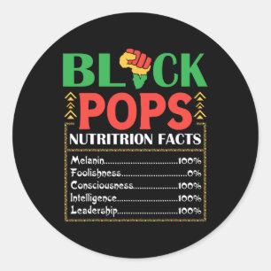 Africa Black Pops Nutrition Fact Melanin Conscious Classic Round Sticker