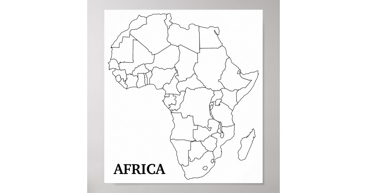 Africa Blank Map Poster Zazzleca