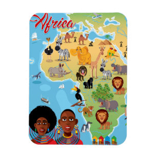 Africa Cartoon Map Magnet