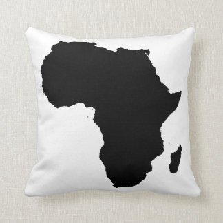 Africa Continent Black & White Overstuffed Pillow