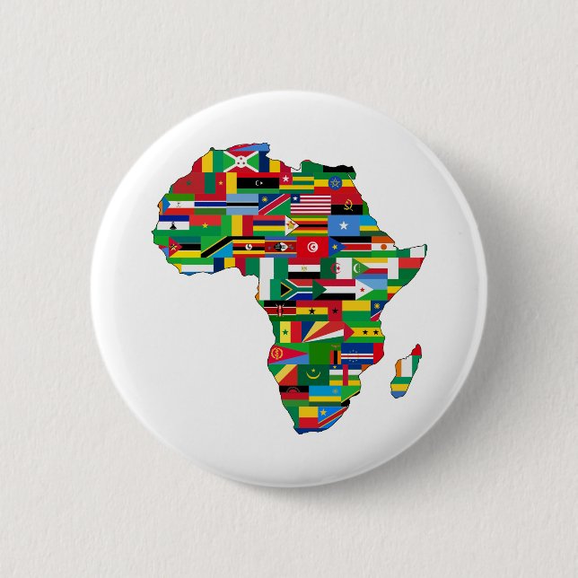 Africa Continent Countries Flags Map Nations 2 Inch Round Button (Front)