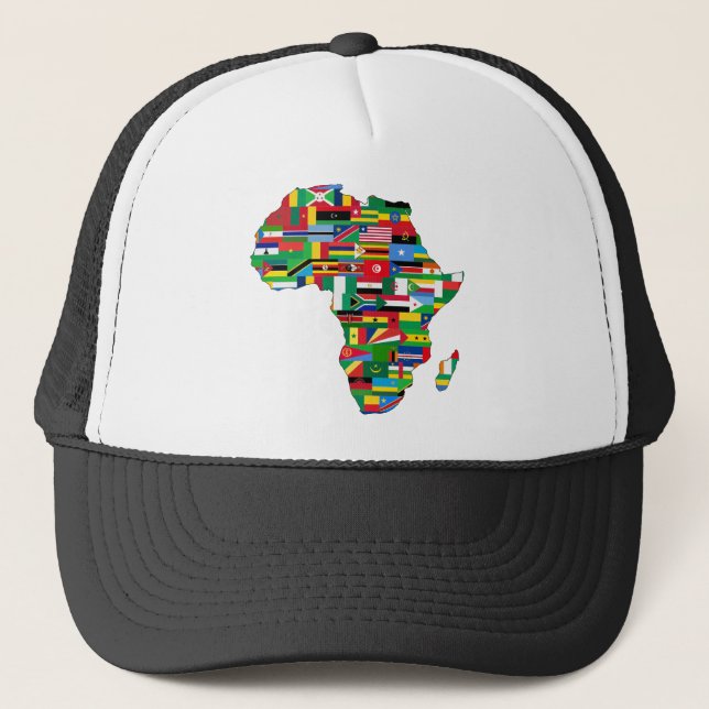 Africa Continent Countries Flags Map Nations Trucker Hat (Front)