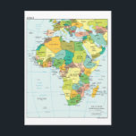 Africa continent map postcard<br><div class="desc">Political continent map of Africa,  collect all the mapcards with the continents of the world:</div>