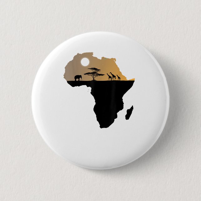 Africa Continent Safari  2 Inch Round Button (Front)
