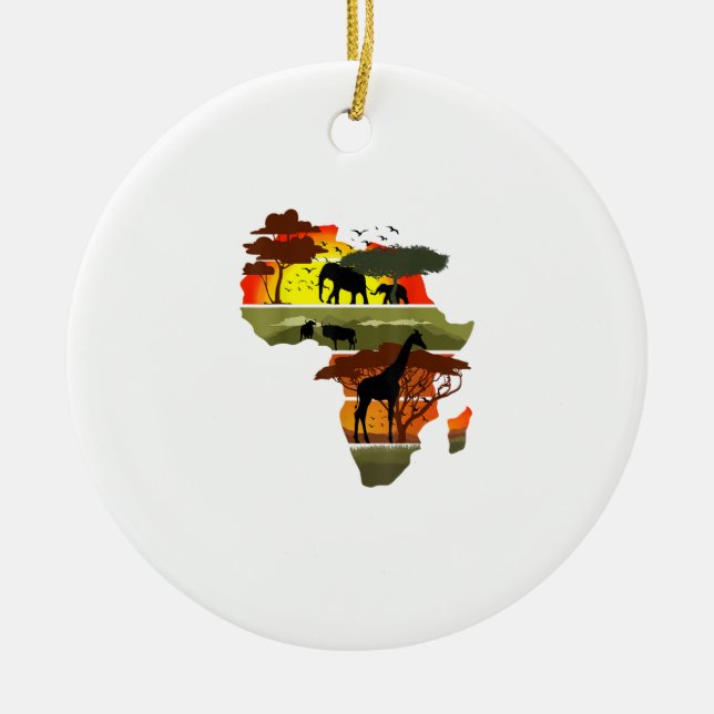 Africa Continent Sunset Safari Nature Wild Life  Ceramic Ornament (Front)