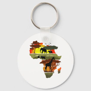 Africa Continent Sunset Safari Nature Wild Life Keychain